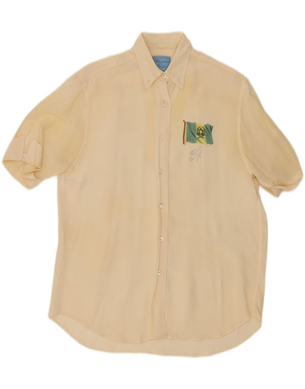 BLUMARINE Womens Short Sleeve Shirt IT 42 Medium Off White