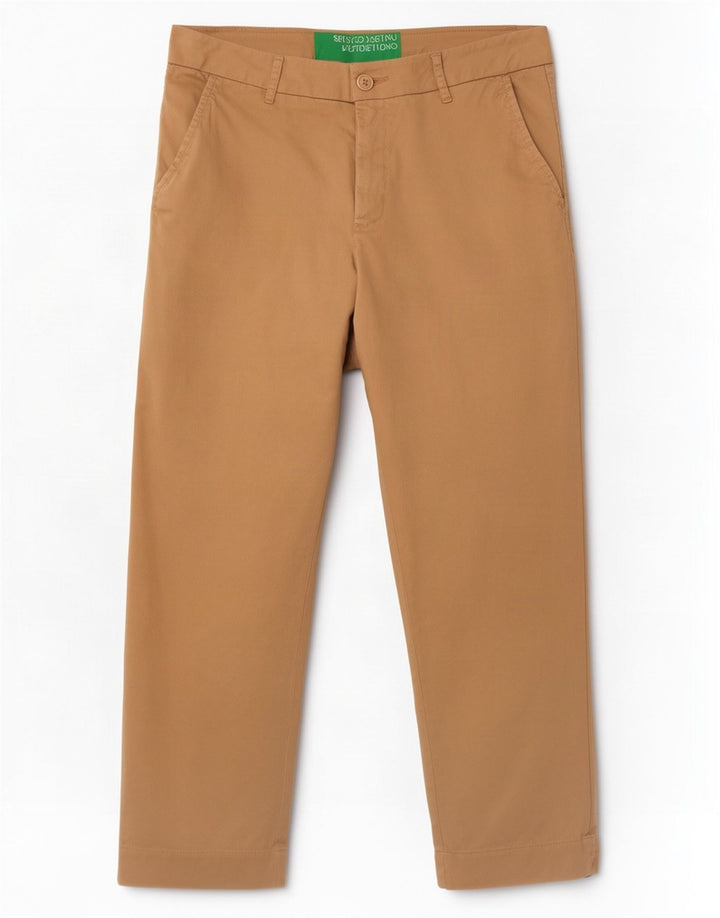 Pantaloni Cropped Benetton Donna W30 L23 Beige