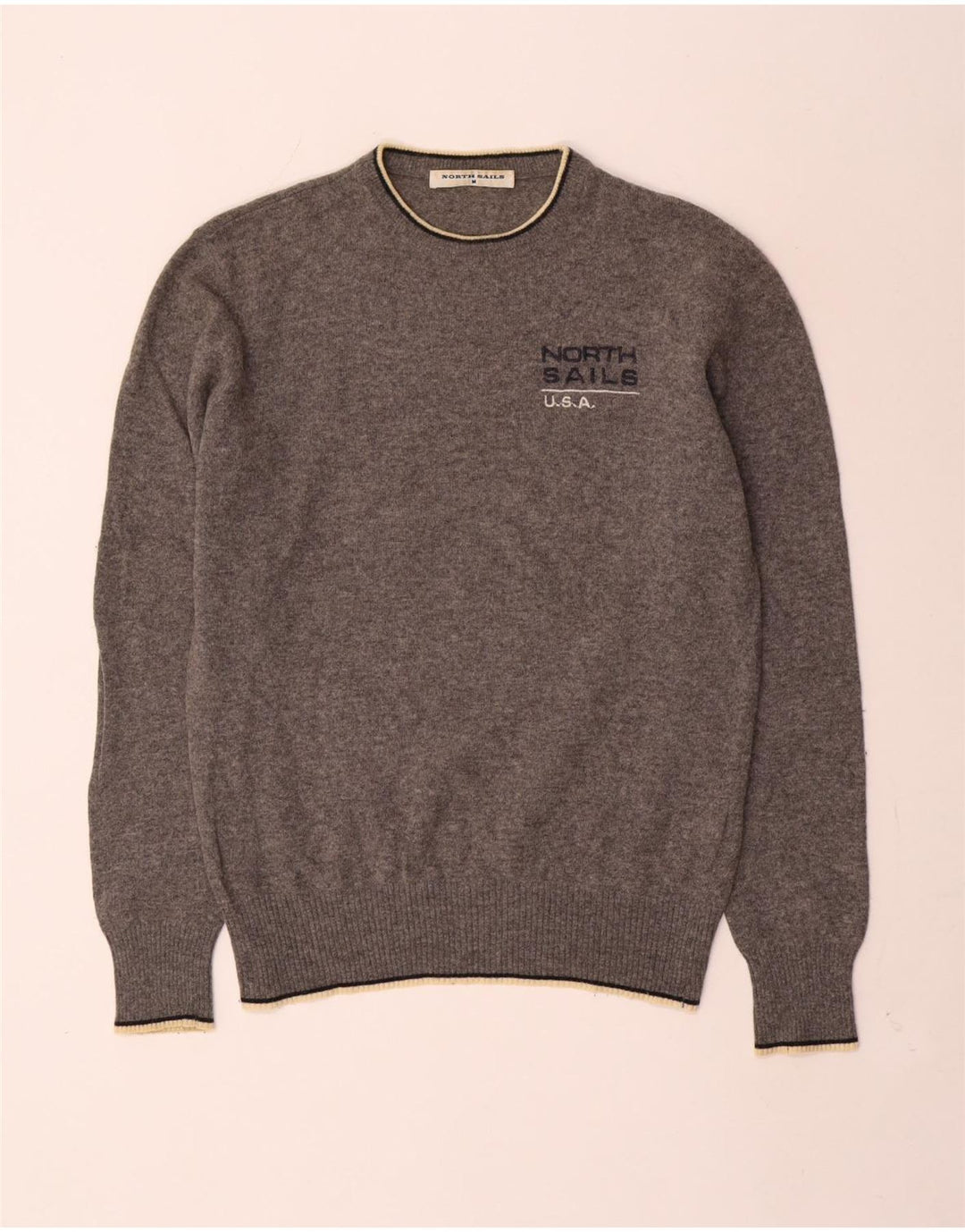 Maglione girocollo con grafica da uomo North Sails in lana screziata grigio medio