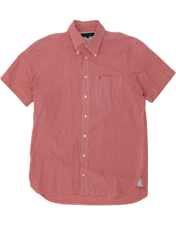 TOMMY HILFIGER Mens Short Sleeve Shirt Large Red Gingham Cotton Vintage Tommy Hilfiger and Second-Hand Tommy Hilfiger from Messina Hembry 
