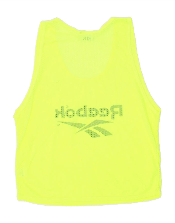 REEBOK Womens Graphic Vest Top UK 14 Medium Yellow Polyamide Vintage Reebok and Second-Hand Reebok from Messina Hembry 