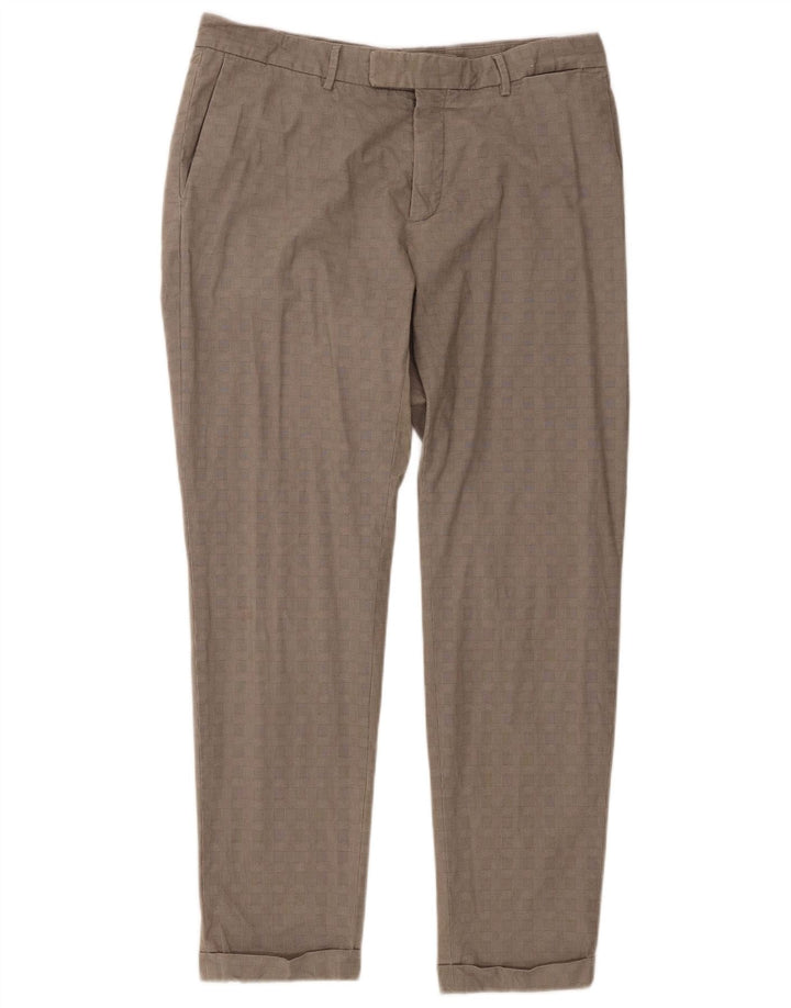 Pantaloni da abito affusolati da uomo Massimo Dutti EU 42 Large W32 L29 a quadri grigi