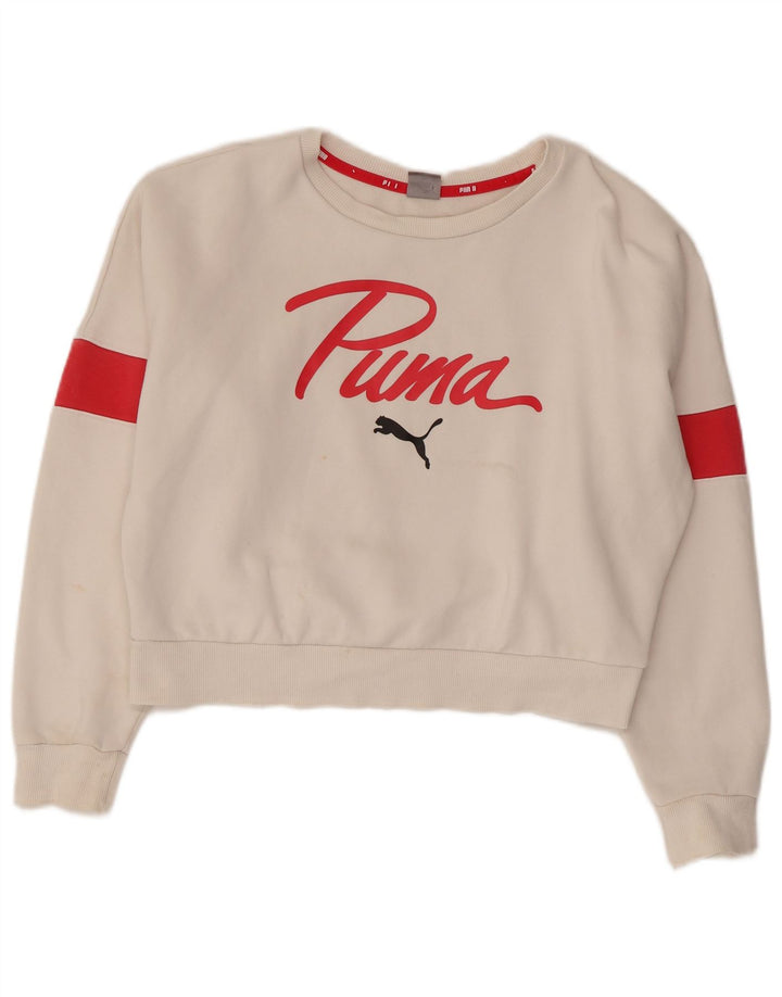 Felpa corta oversize da donna PUMA UK 10 Small White Colourblock