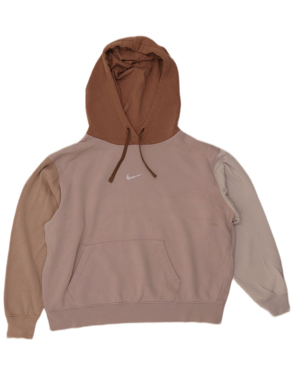NIKE Felpa con cappuccio oversize corta da donna UK 14 Colorblock rosa medio