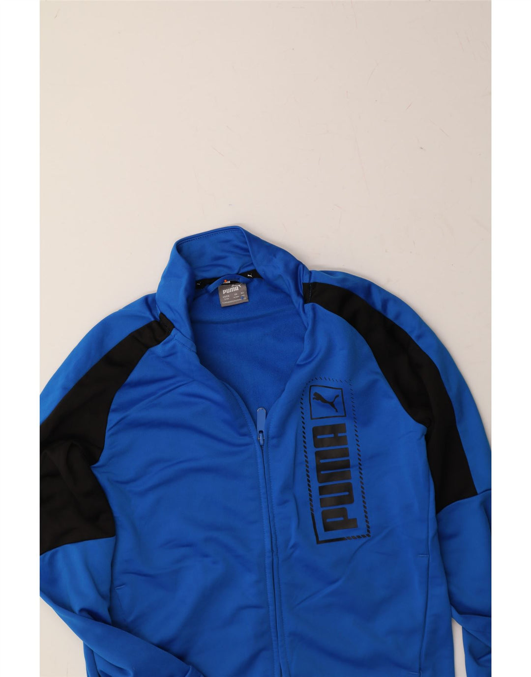 PUMA Boys Graphic Tracksuit Top Jacket 9-10 Years Blue Colourblock Vintage Puma and Second-Hand Puma from Messina Hembry 