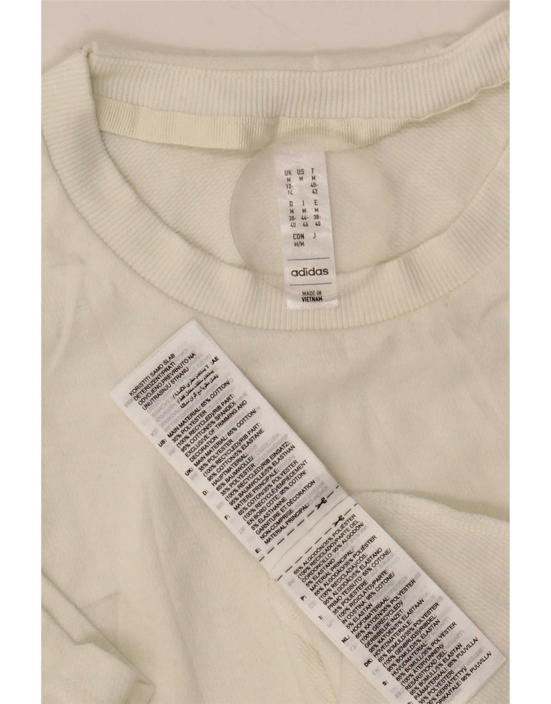 T-shirt da donna Adidas Top UK 12/14 cotone bianco medio