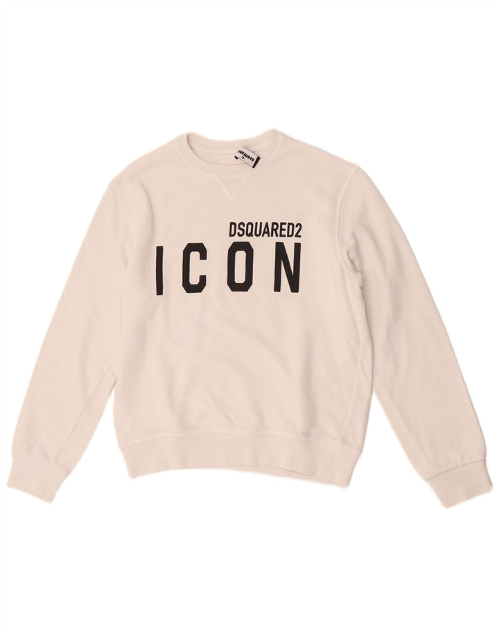 Felpa grafica per ragazze Dsquared2 11-12 anni in cotone bianco