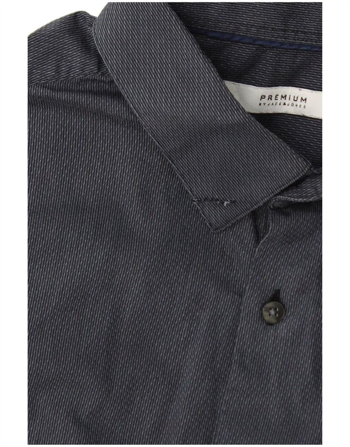 Camicia da uomo Jack & Jones taglia 42 grande cotone gessato grigio