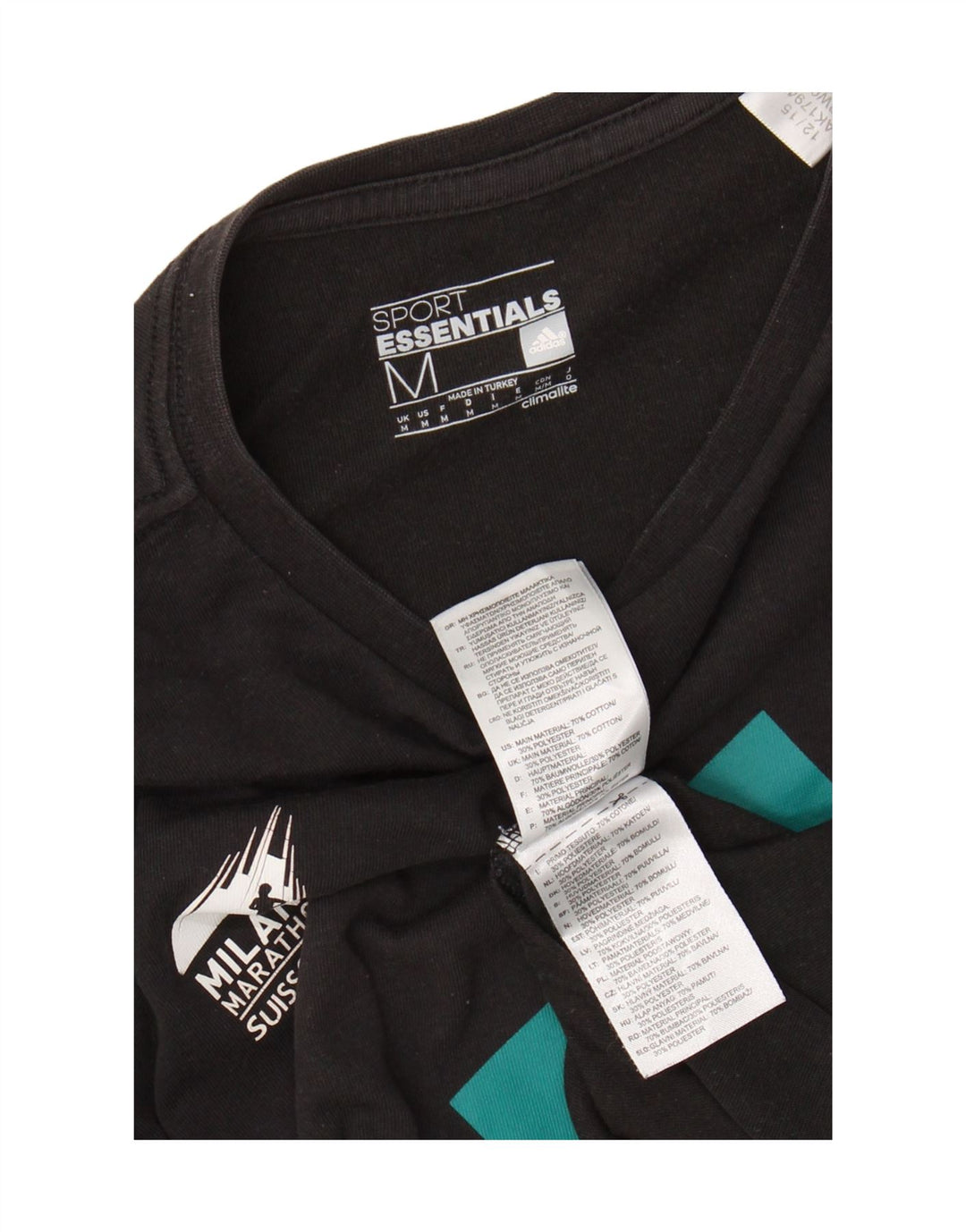 ADIDAS Mens Marathon Graphic T-Shirt Top Medium Black Cotton