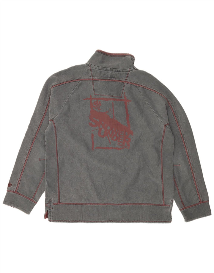 Felpa da uomo con collo con bottoni grafici Fat Face, cotone grigio medio