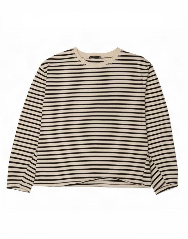 Zara Womens Top Long Sleeve UK 18 XL White Striped