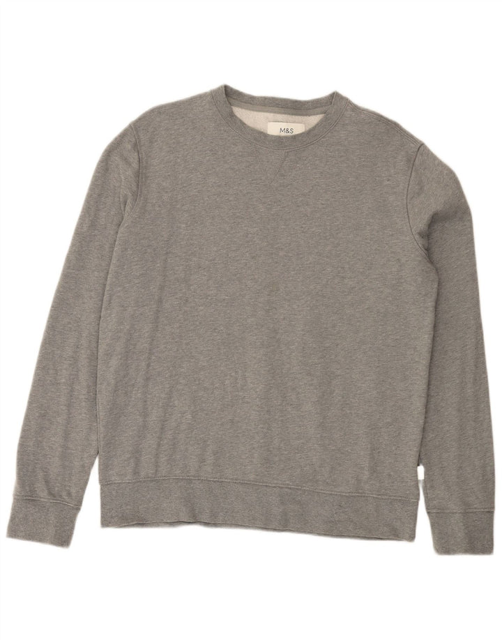 Felpa da uomo Marks & Spencer in cotone chiazzato grigio medio