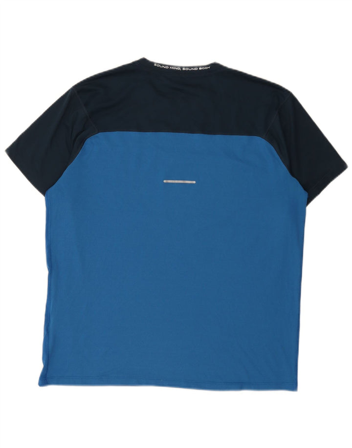 T-shirt da uomo Asics Top Large in poliestere color block blu