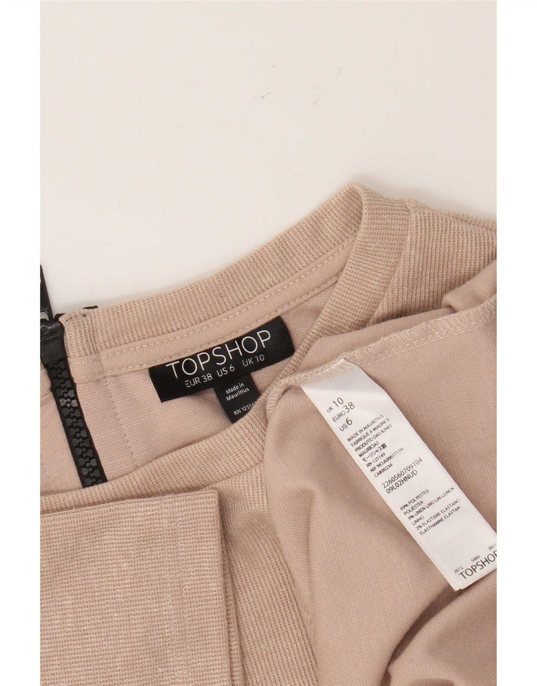 Topshop T-shirt corta da donna Top UK 10 piccola poliestere beige