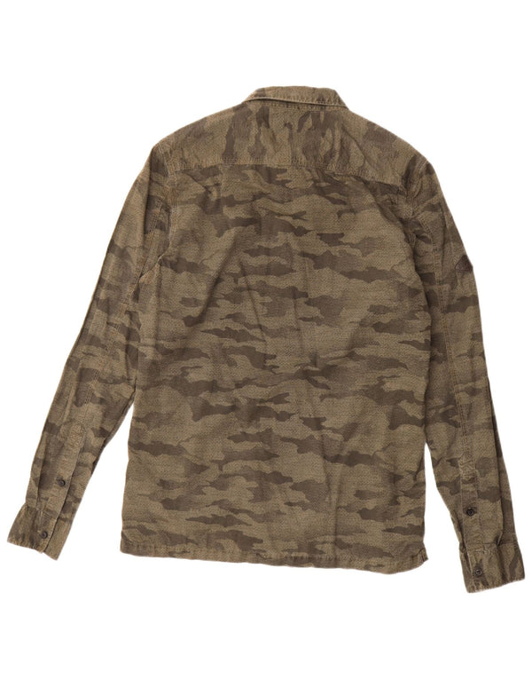 Camicia militare da uomo Superdry in cotone mimetico kaki medio