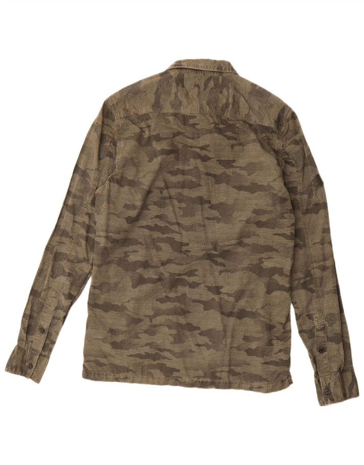 Camicia militare da uomo Superdry in cotone mimetico kaki medio
