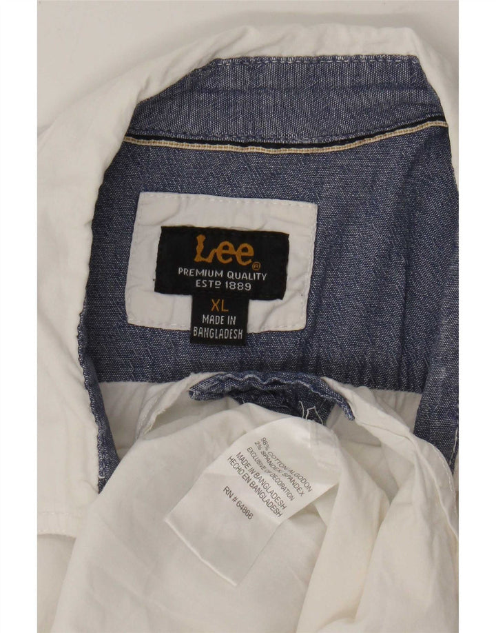 Camicia a maniche corte da uomo Lee XL in cotone bianco