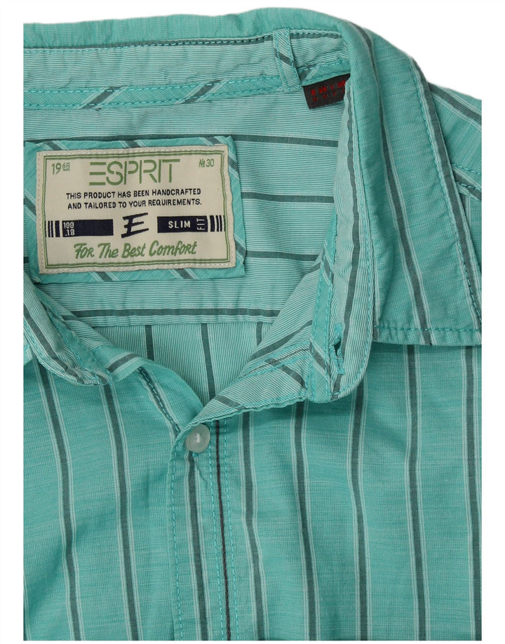 Camicia da uomo slim fit ESPRIT gessato medio turchese