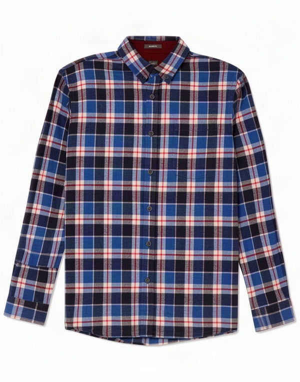 Eddie Bauer Camicia da uomo in flanella dal taglio rilassato, cotone a quadri blu medio