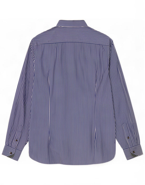 Camicia da uomo Ted Baker taglia 5 XL Cotone gessato blu navy