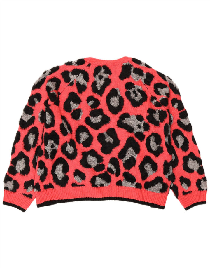 MARKS & SPENCER Maglione maglione girocollo da donna UK 18 XL Rosa stampa animalier