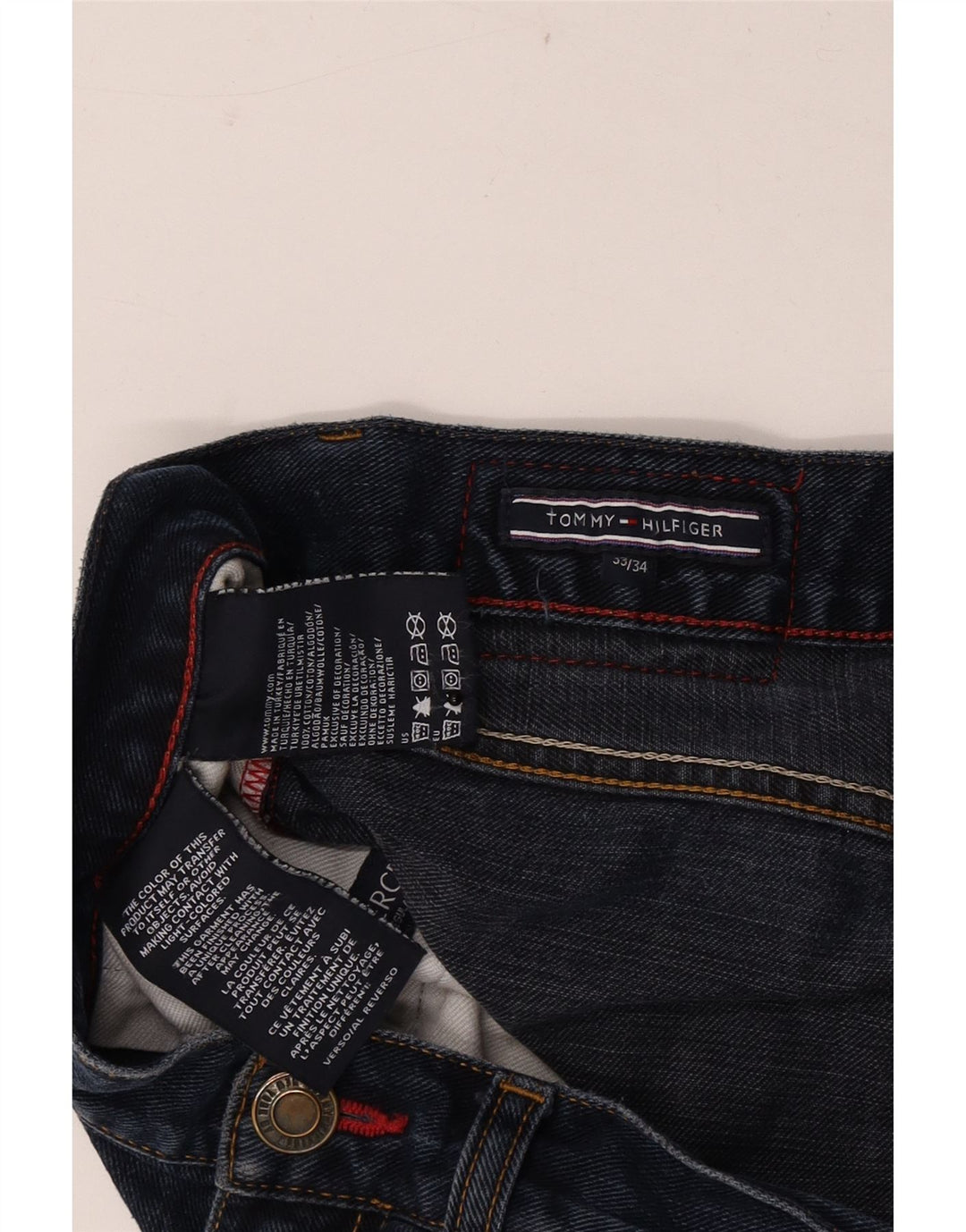 Jeans slim da uomo Tommy Hilfiger W33 L31 cotone blu navy
