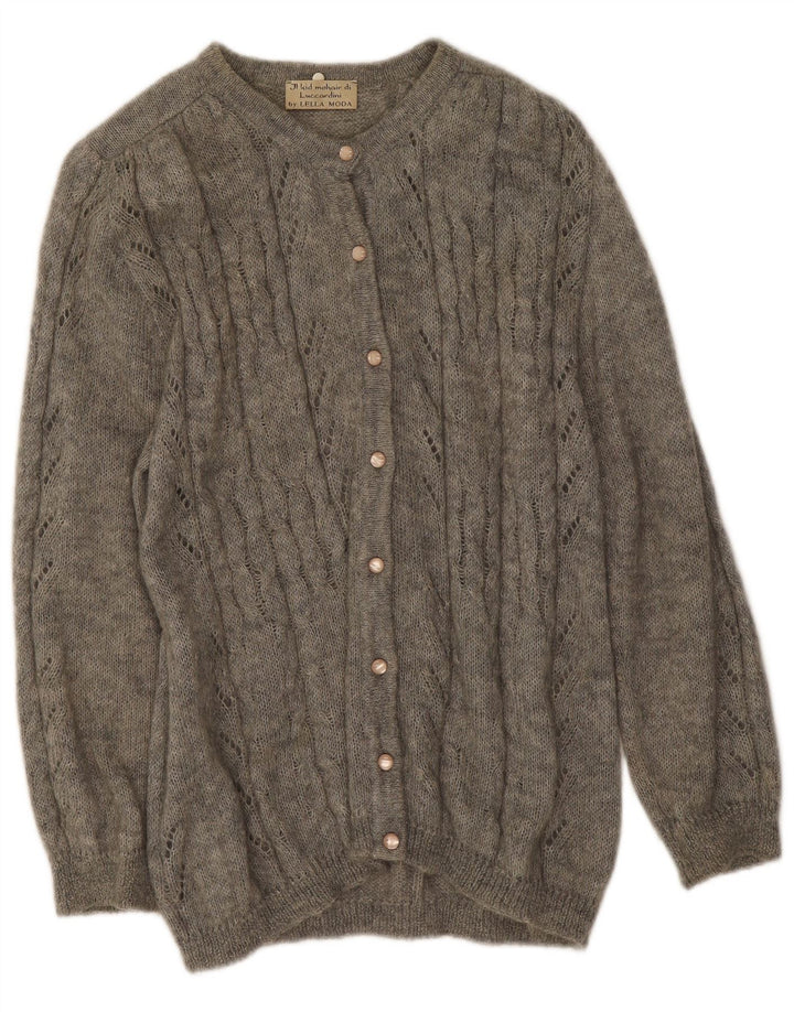 Maglione cardigan da donna vintage UK 14 Grigio medio