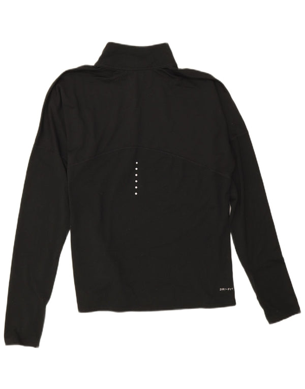 Top della tuta da ginnastica Nike Dri Fit con collo e zip da donna, UK 14, medio, nero