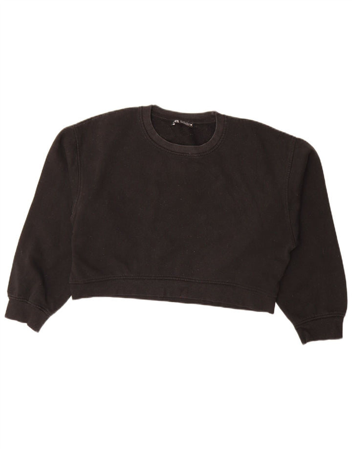 Felpa corta oversize da donna Zara UK 14 grande nera