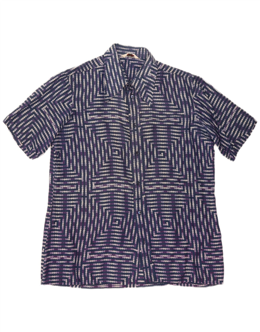PANCALDI Camicia Uomo Manica Corta XL Blu Geometria