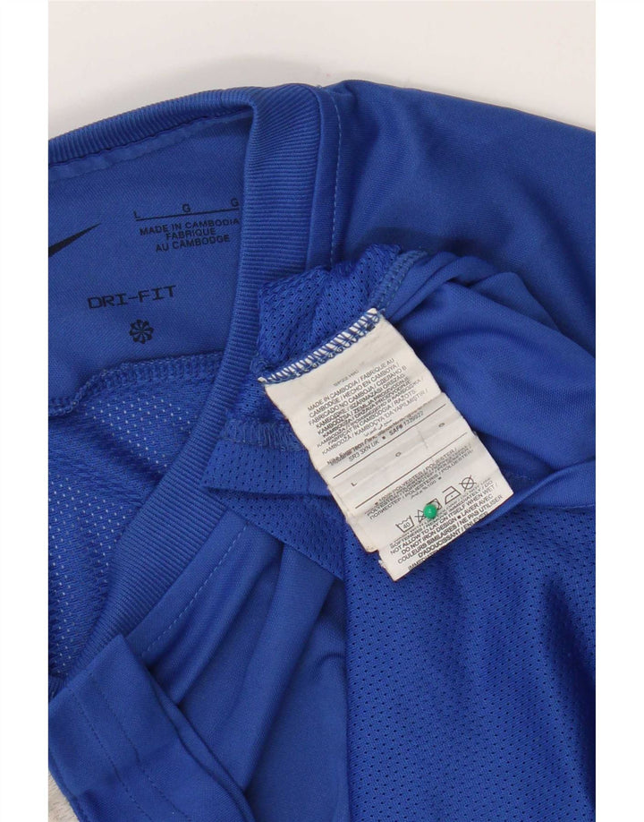 T-shirt Nike Dri Fit da uomo, grande, in poliestere color block blu