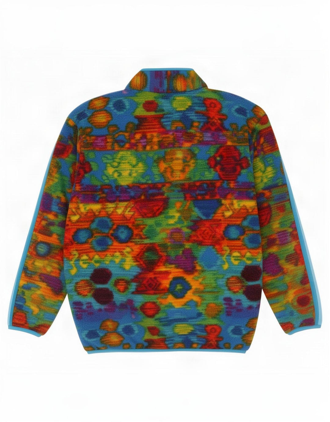 Maglione in pile vintage da donna con collo con zip e grafica EU 40 medio multicolore