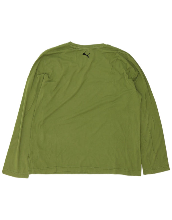 Puma Maglietta grafica da uomo a maniche lunghe XL in cotone verde