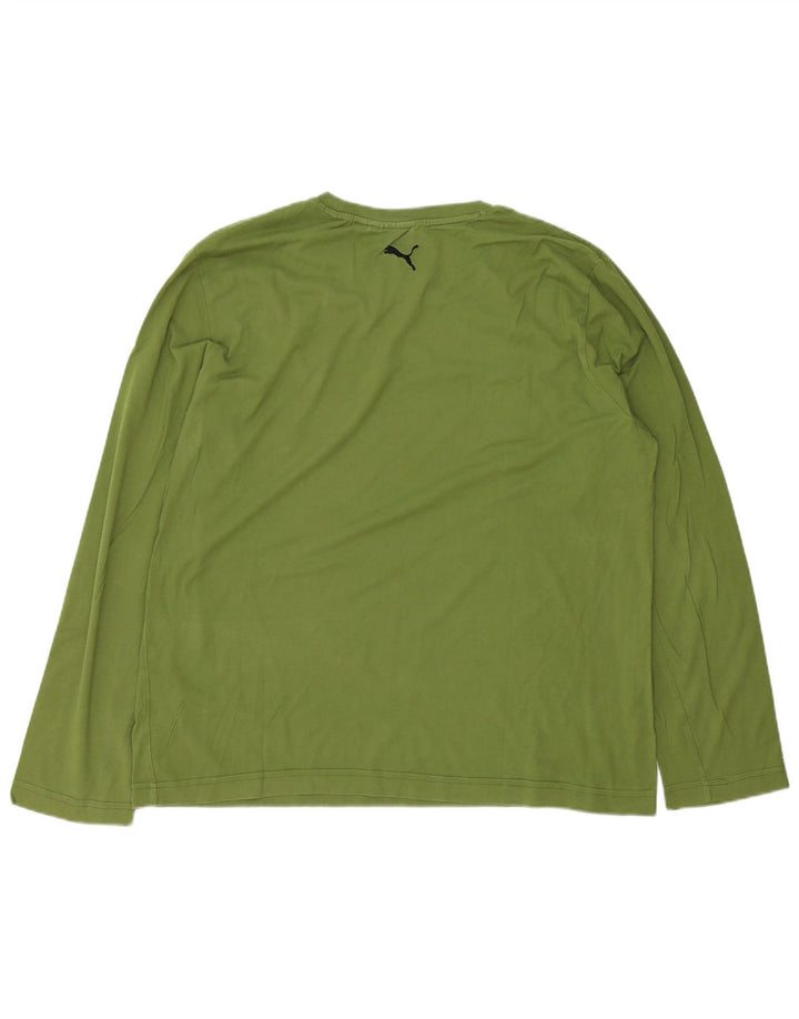 Puma Maglietta grafica da uomo a maniche lunghe XL in cotone verde