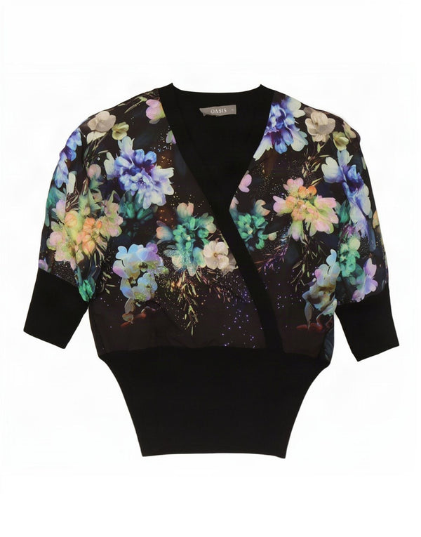 Camicetta oversize da donna Oasis Top UK 6 XS Viscosa floreale nera