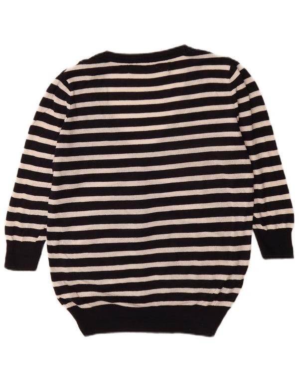 Maglione cardigan oversize con maniche a 3/4 da donna Zara UK 10 piccolo a righe nere
