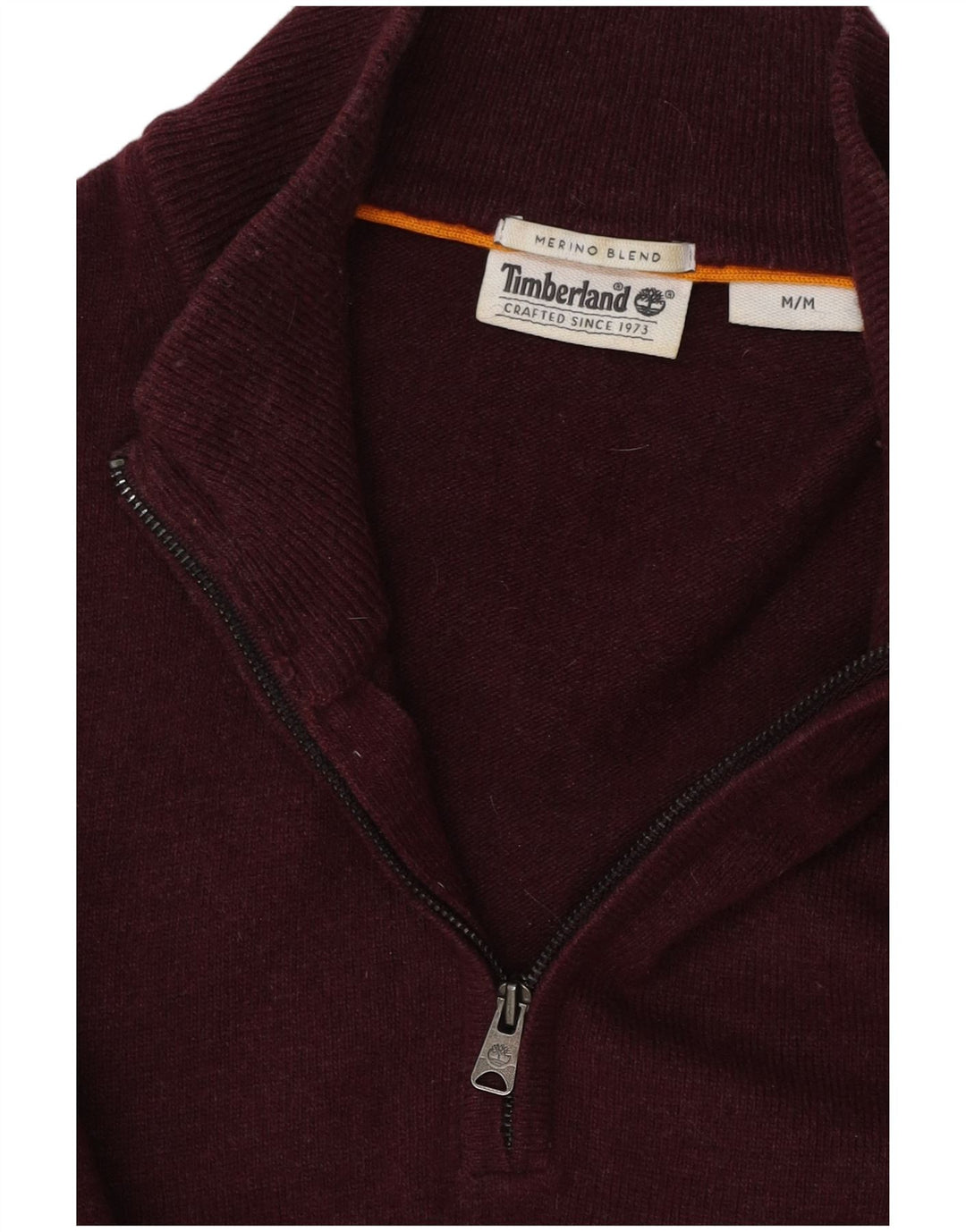 TIMBERLAND Maglione da uomo con zip e collo in lana merino bordeaux medio