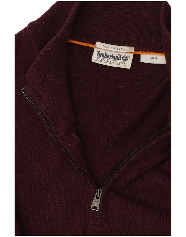 TIMBERLAND Maglione da uomo con zip e collo in lana merino bordeaux medio