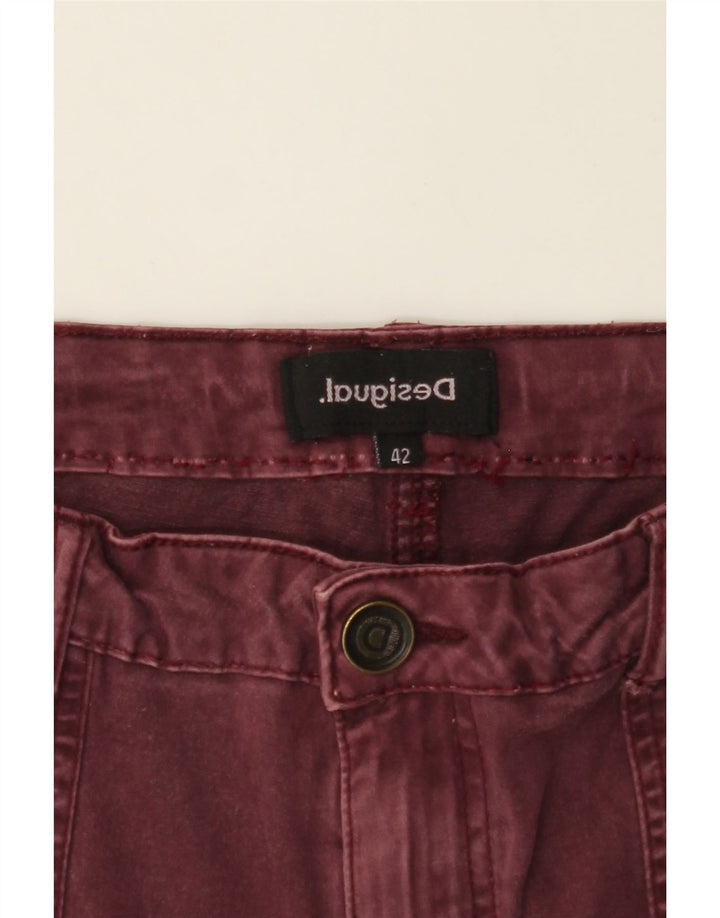 DESIGUAL Womens Crop Cargo Trousers EU 42 Large W28 L26 Maroon Vintage Desigual and Second-Hand Desigual from Messina Hembry 
