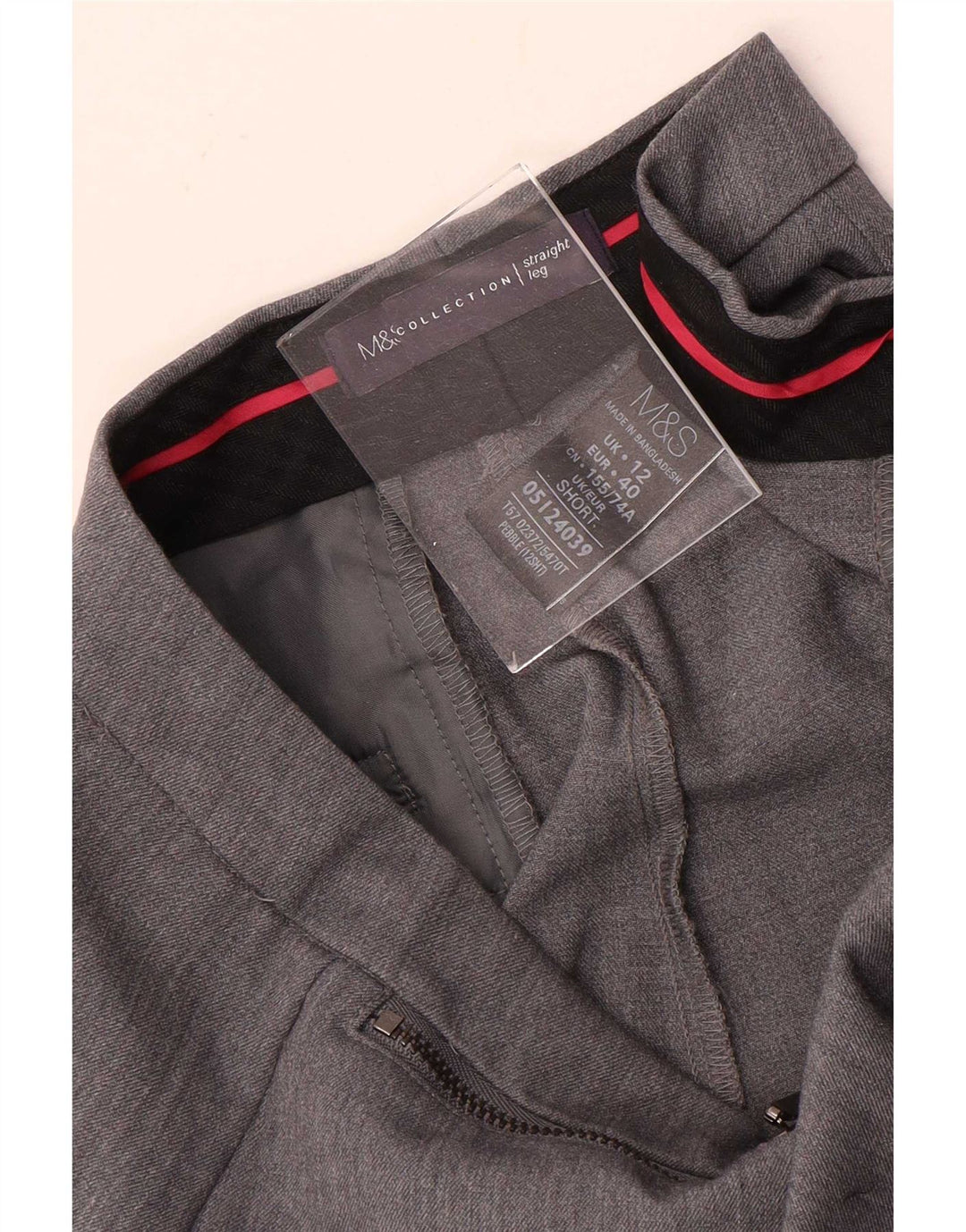 Pantaloni da abito dritti da donna Marks & Spencer UK 12 Medium W30 L28 Grigio