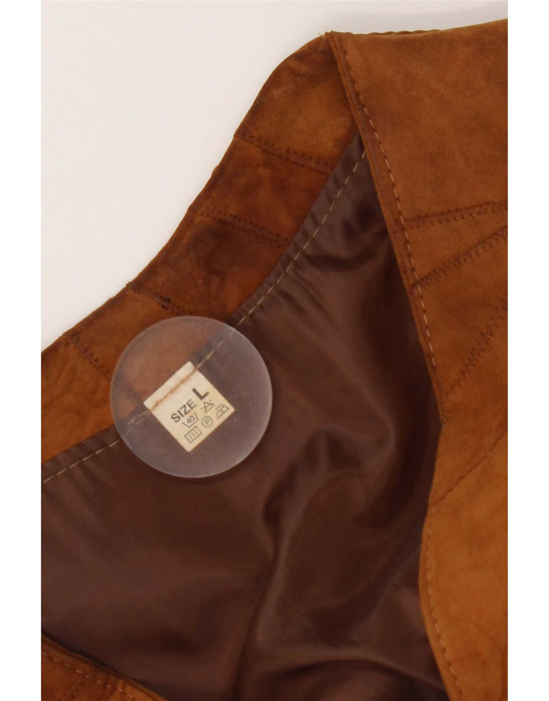 Gilet vintage da uomo in pelle scamosciata grande pelle patchwork marrone