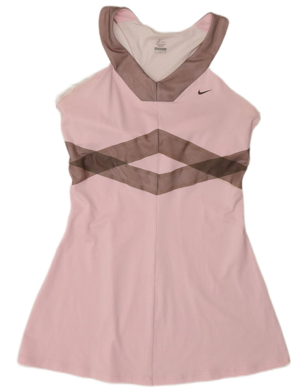 Abito da tennis senza maniche Nike Dri Fit da donna UK 14 Large Pink Colourblock