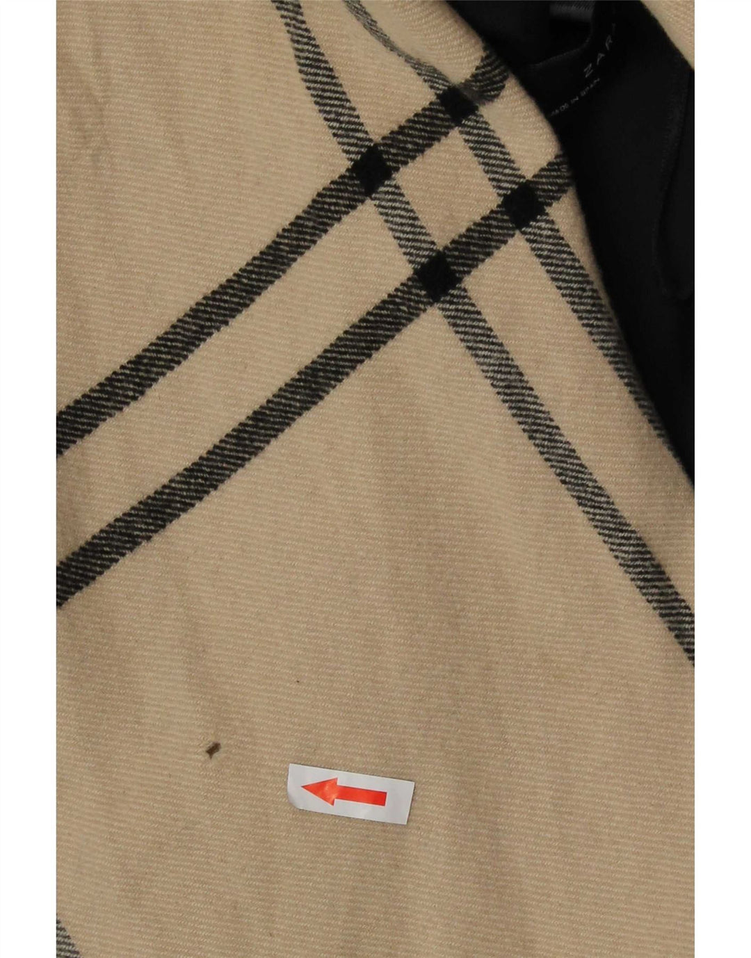 Soprabito aperto dalla vestibilità rilassata da donna Zara UK 10 piccolo in lana scozzese beige