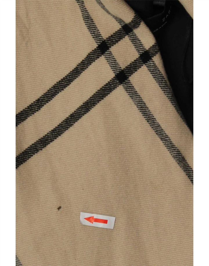 Soprabito aperto dalla vestibilità rilassata da donna Zara UK 10 piccolo in lana scozzese beige