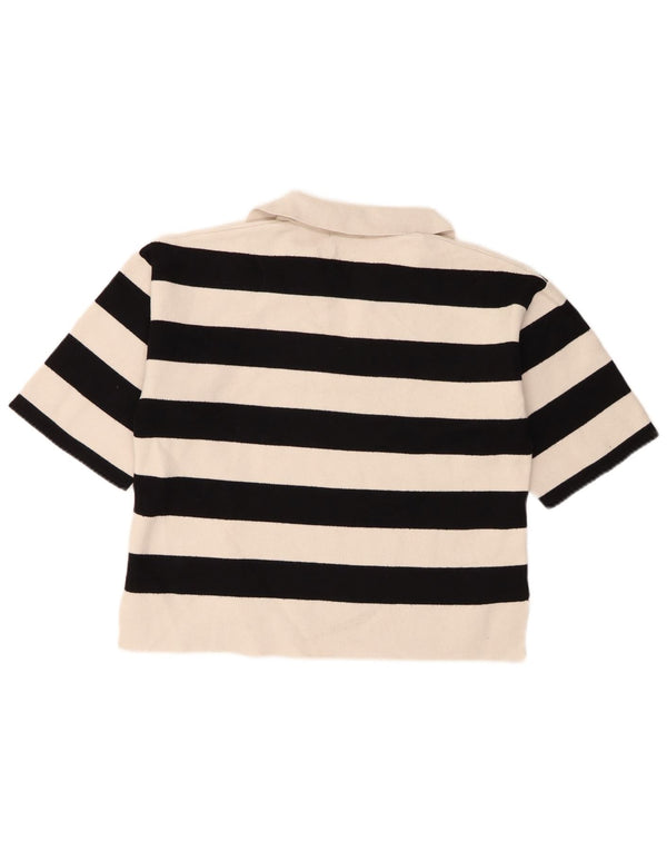 Polo oversize corta da donna di Massimo Dutti UK 10 piccola a righe bianche