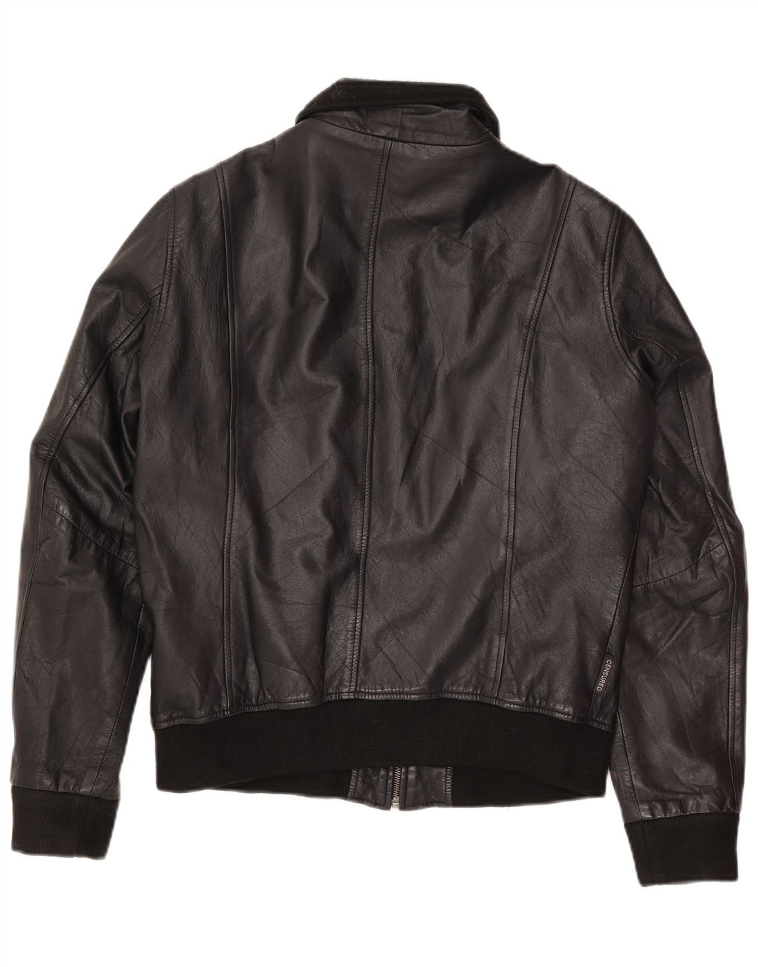 Giacca in pelle da donna censurata UK 14 Grande pelle nera