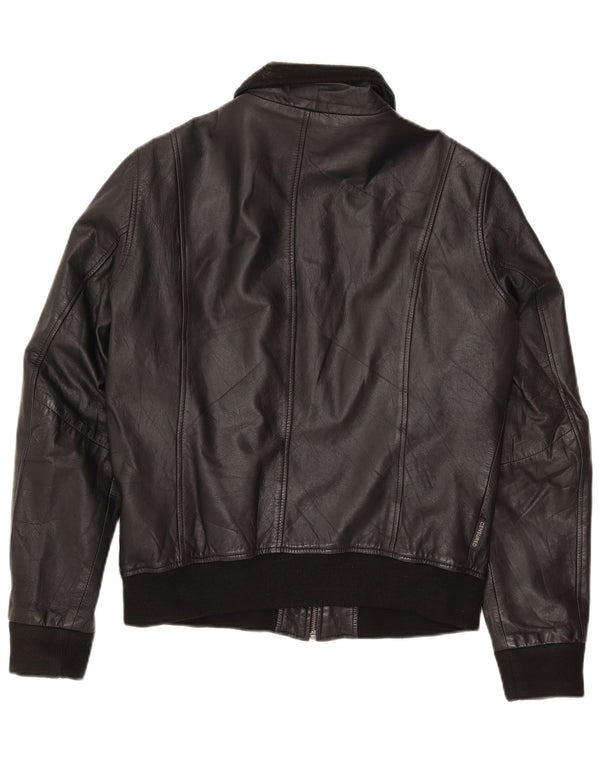 Giacca in pelle da donna censurata UK 14 Grande pelle nera