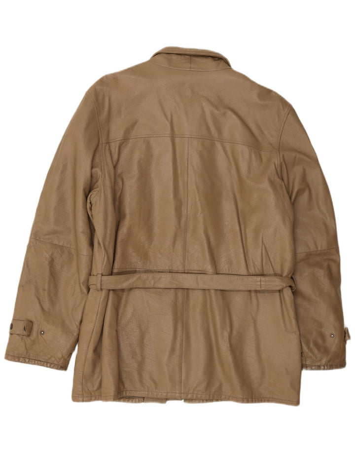 Giacca in pelle vintage da uomo IT 50 grande marrone