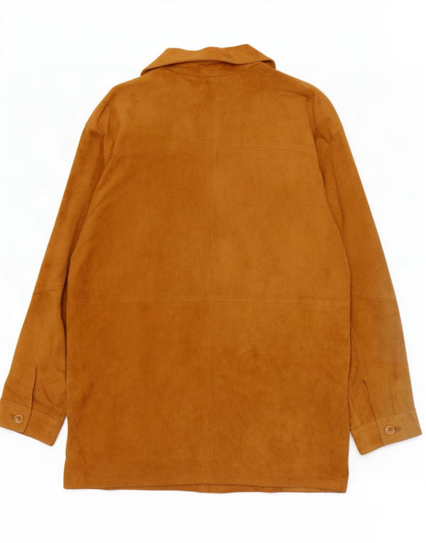 Giacca vintage in pelle scamosciata da fine settimana da donna IT 42 in pelle beige media