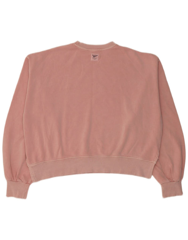 Felpa Reebok Crop Oversize da donna, maglione UK 14, cotone rosa medio
